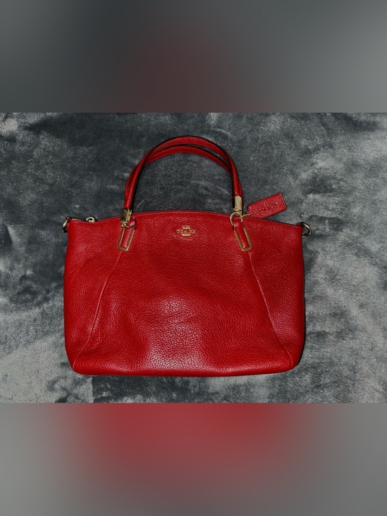 Coach Handbags - Coach Small Kelsey Satchel Red Pebble Leather Crossbody Bag